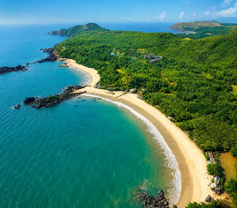 The beach chain covered by the Gokarna 5-beach trek seen from the air